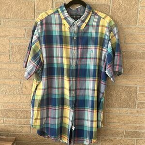 Ralph Lauren Short Sleeve Classic Fit Plaid Oxford Casual Cotton Shirt XXL